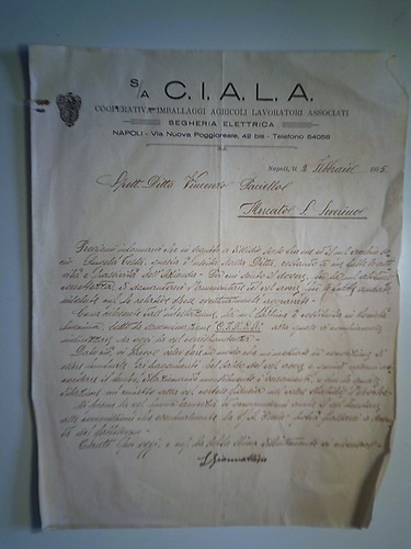 Letter l a 1935 - "s/a, c.i.a.l.a.