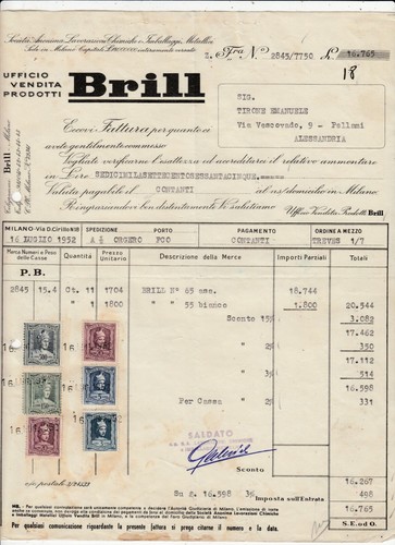 Milan invoice chemical - milan,